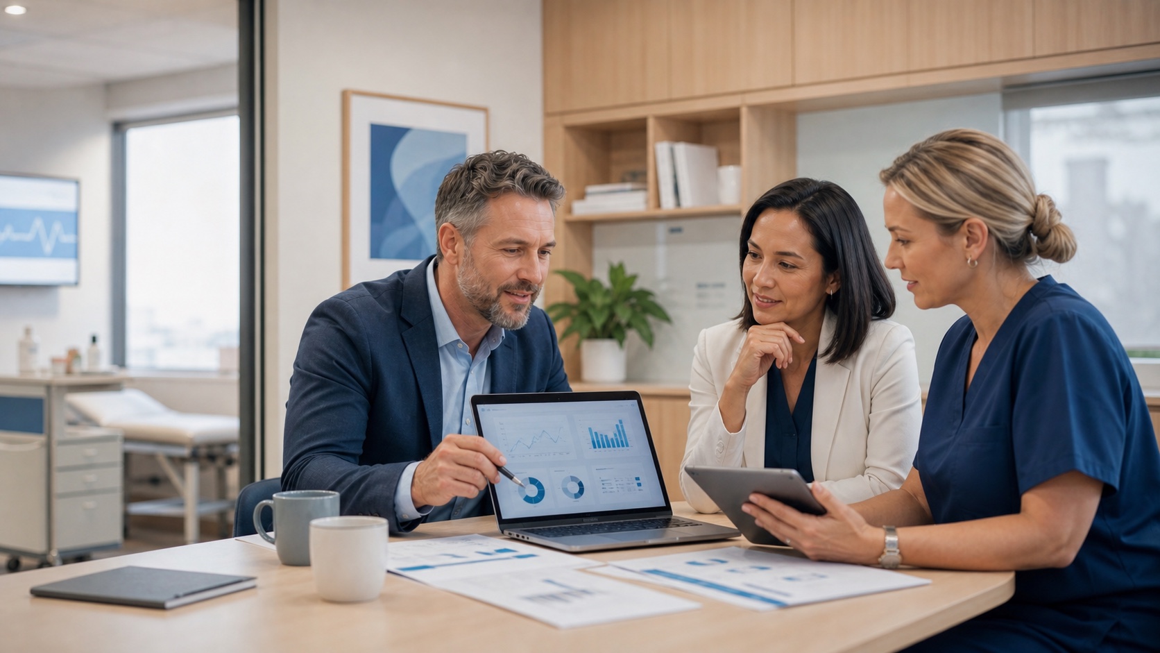 Healthcare marketing and operations leaders reviewing search and AI visibility findings